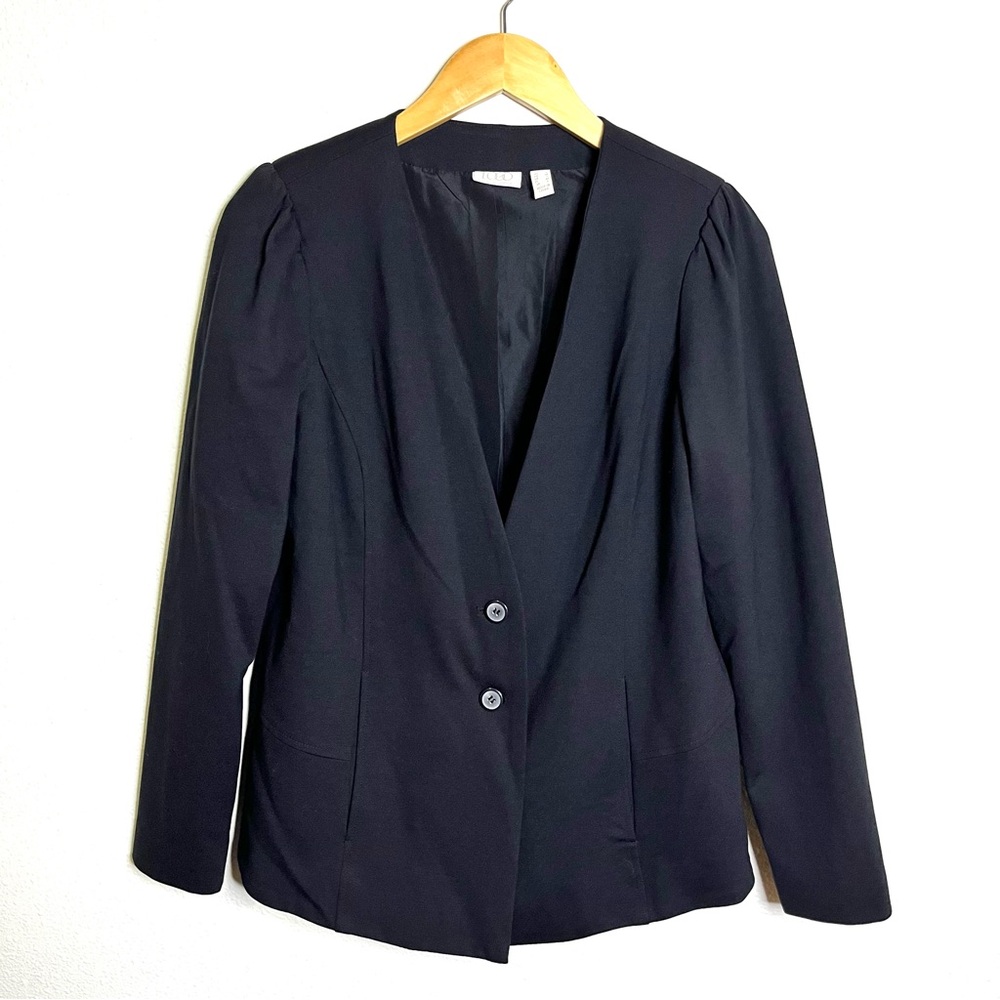 LOGO by Lori Goldstein Black Blazer Sz s Ponte knit stretch jacket fitted
